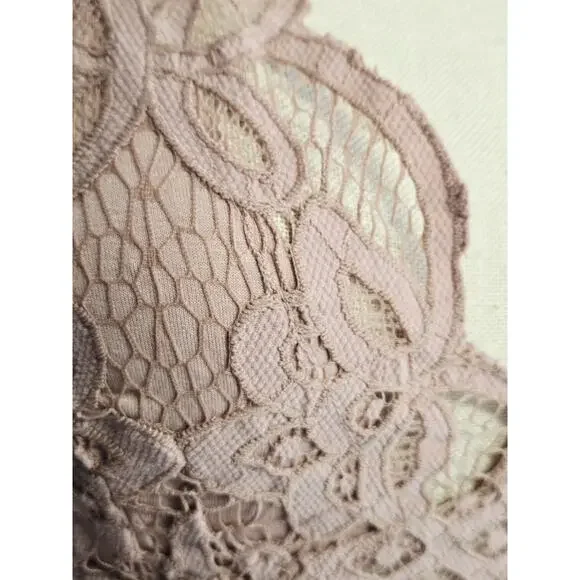 Free People Adella Cami Tank Top Womens M Mauve Lace Boho Tiered Flowy Romantic - Picture 11 of 15